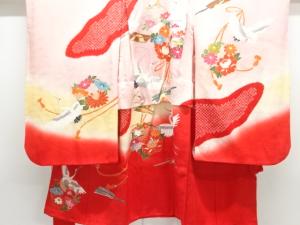 絞り花薬玉に群鶴模様子供着物